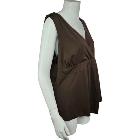 Cato Womens XL Brown Sleeveless Peplum Tank‎ Cinched Shoulders Lined - Picture 13 of 13